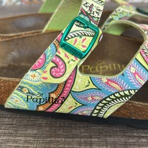 Birkenstock Papillo Green/Pink Gizeh Paisley Buckle‎ Thong Sandals Bohemian 7